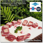 Beef Eye Fillet Mignon Has Dalam Tenderloin AGED BY GOODWINS 3-4 weeks STEER (young cattle) Australia HARVEY frozen 1/3 WELLINGTON cuts (price/pc 1kg)